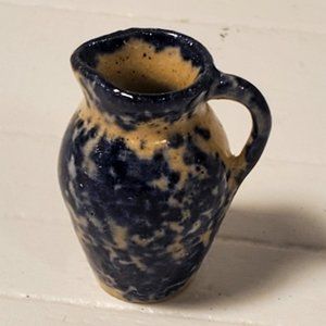 Dollhouse Miniature Spongeware Pitcher by Jane Graber IGMA artist Signed 1986